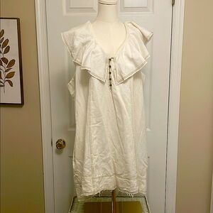 Pilcro cream Ruffled Sleeveless Dress